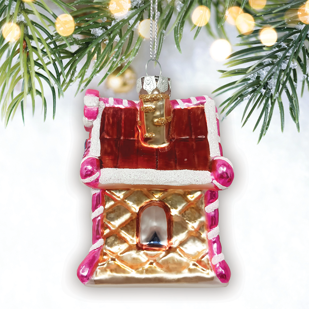 Sweet Treat Cottage Candy Lane House Glass Ornament