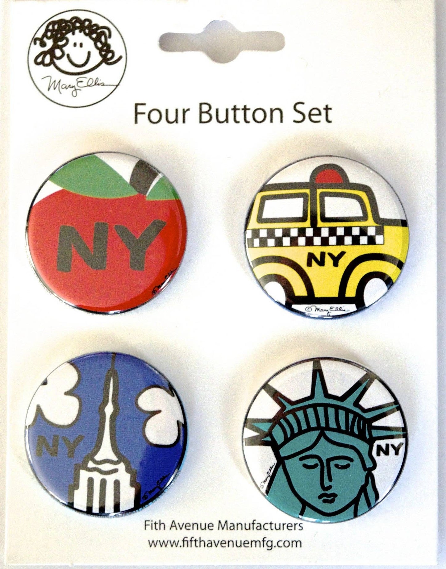 Mary Ellis - New York Button Set | Collectible New York Souvenir Gift