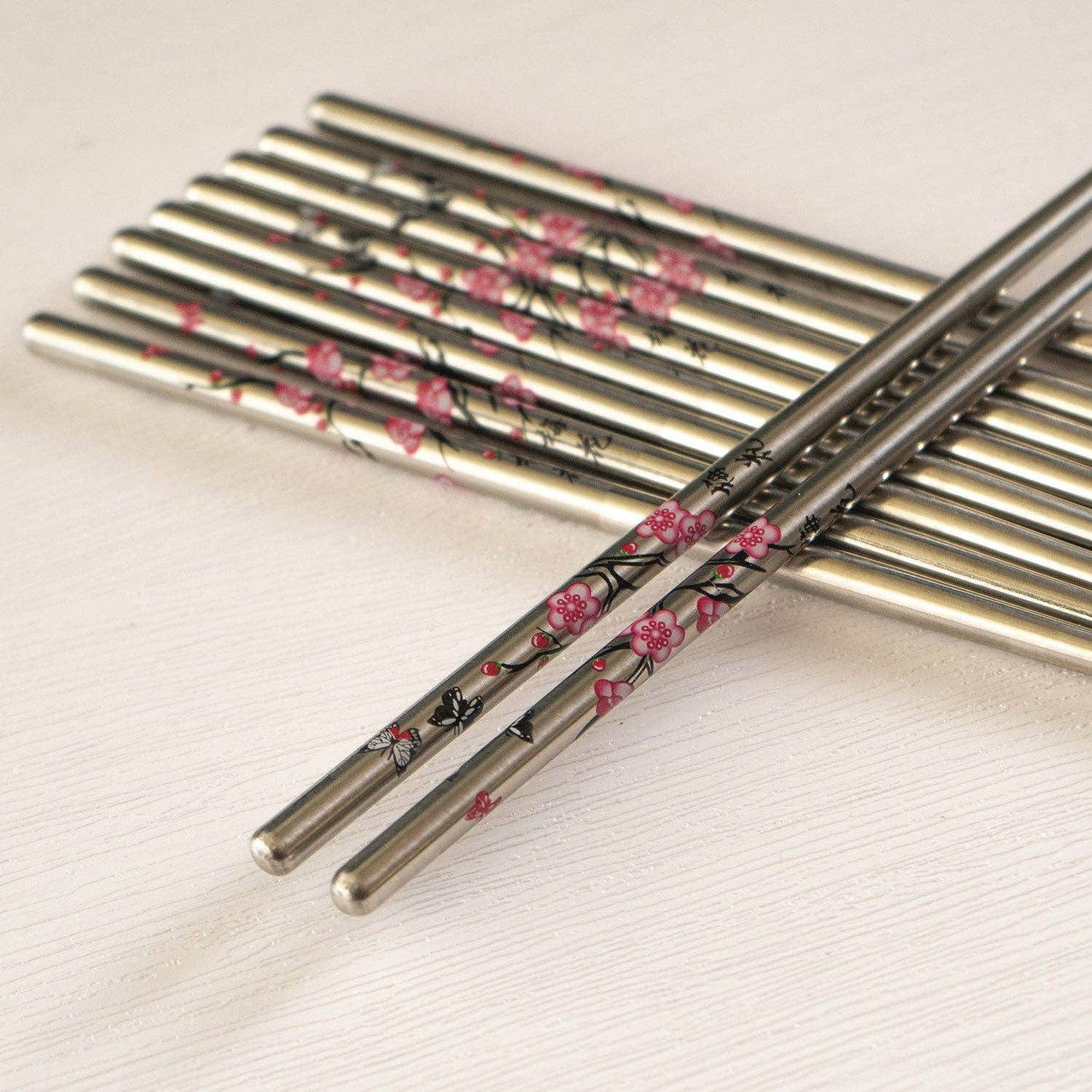 Urban Tokyo - 5 Piece Cherry Blossoms Chopsticks Set Stainless Steel (10/200)