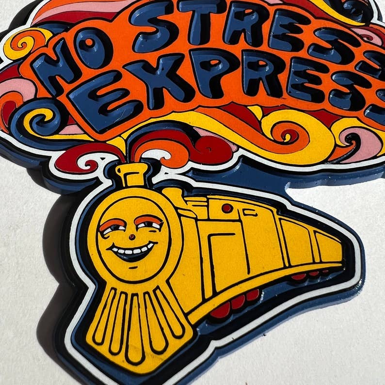 Astral Weekend - No Stress Express Rubber Magnet Funny Retro