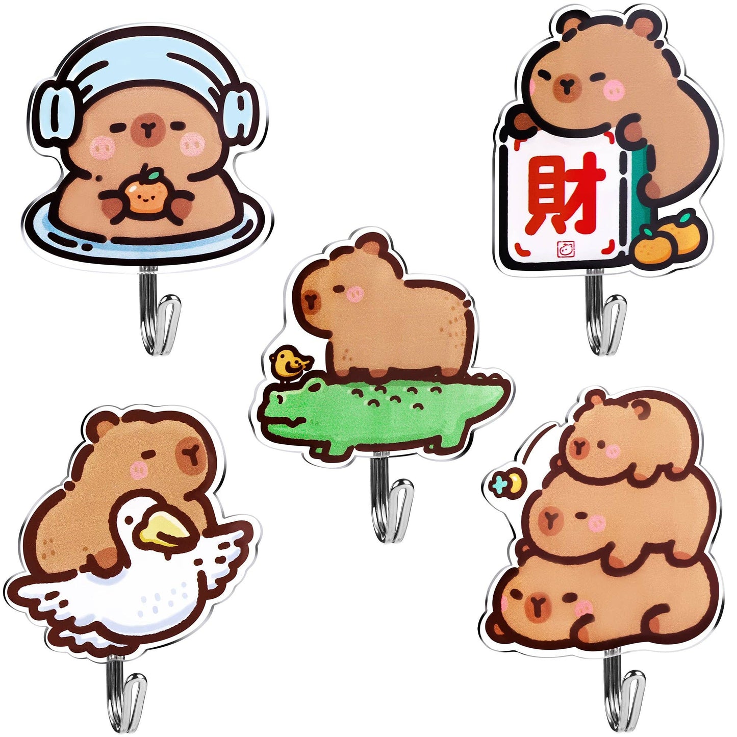 CapyFun -Capybara Cute Adhesive Hooks Decorative Wall Hooks