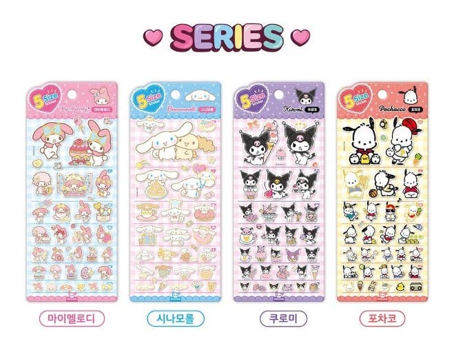Sanrio Characters 5 Sizes Jelly Coating Stickers