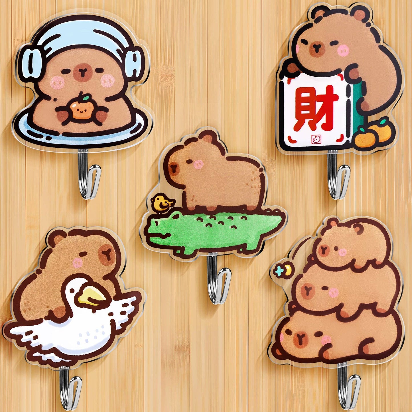 CapyFun -Capybara Cute Adhesive Hooks Decorative Wall Hooks