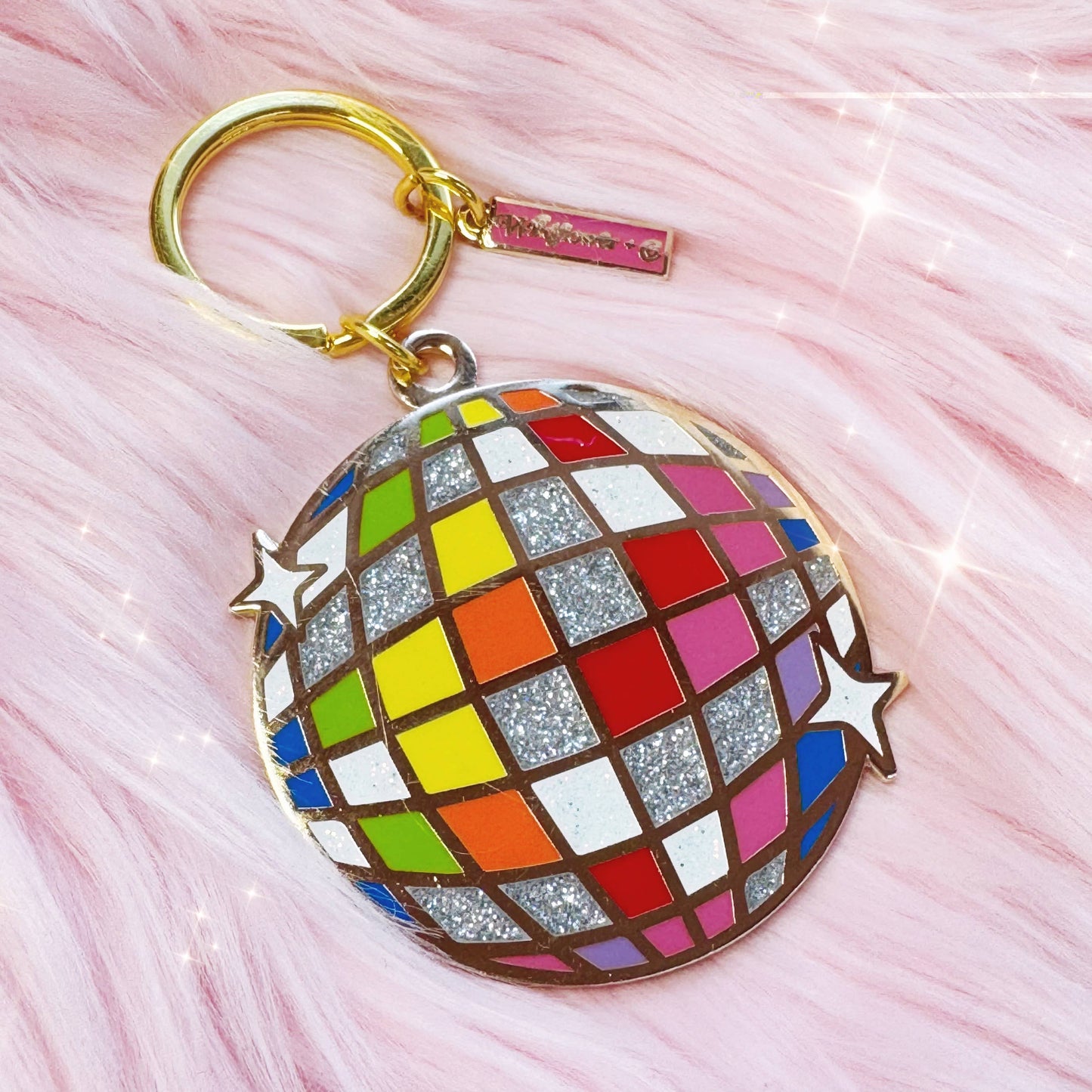 Wildflower + Co. - Rainbow Disco Ball Enamel Keychain