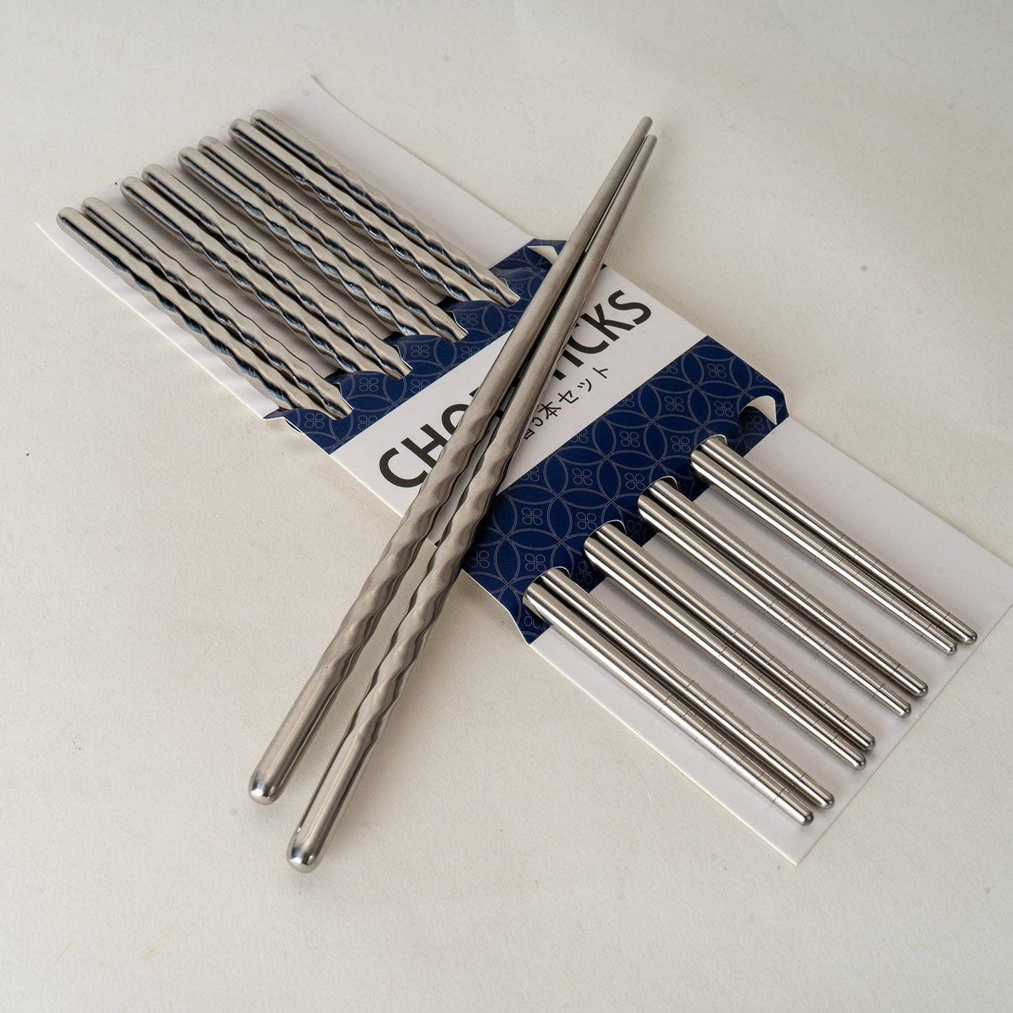 Urban Tokyo - 5 Piece Twisted Swirl Chopsticks Set Stainless Steel (10/200)