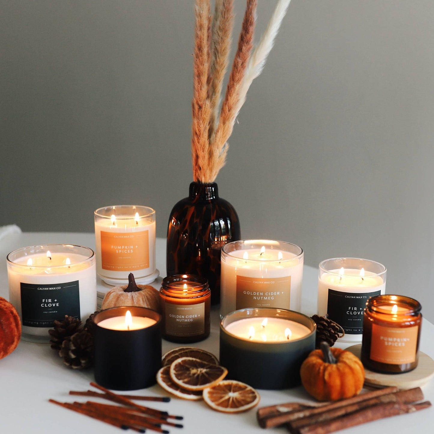 Pumpkin + Spices - Clear Glass Tumbler Soy Candle