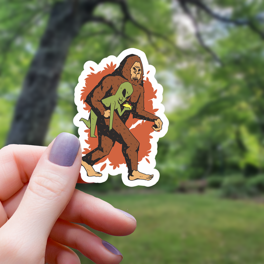 Mimic Gaming Co - Yeti Kidnapping Alien Funny Sticker - 3"