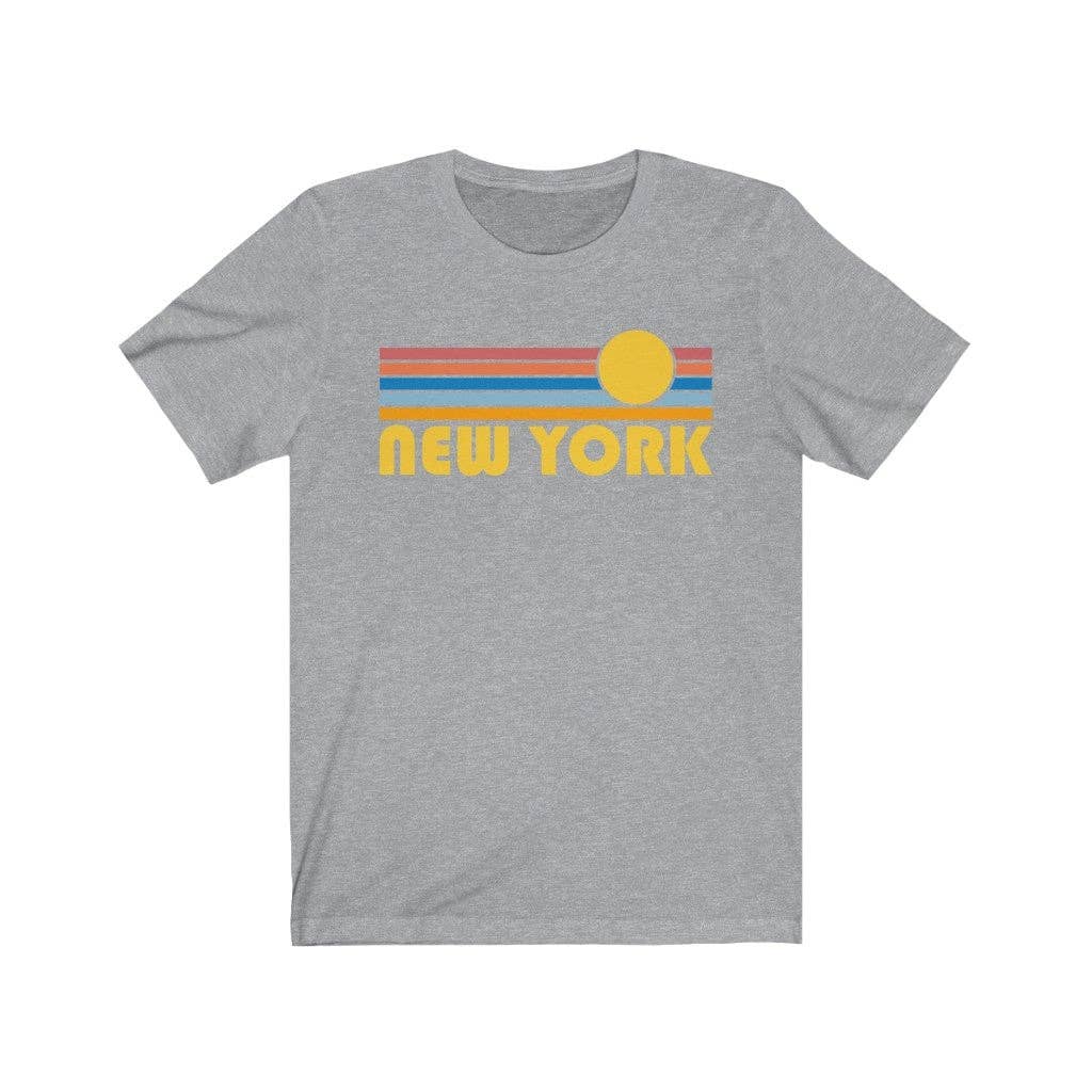 Hey Mountains - New York, New York T-Shirt - Retro Sunrise Adult Unisex New York T Shirt