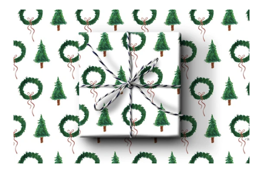 Tree and Wreath Wrapping Paper