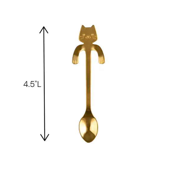 Urban Tokyo - Cat Hanging 4.5"L Tea Spoon Gold