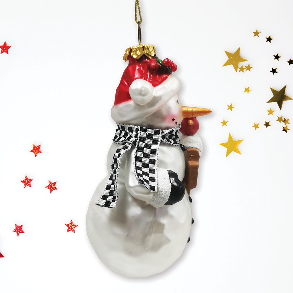 Frosty Neighborhood Snowman Glass Christmas Ornament