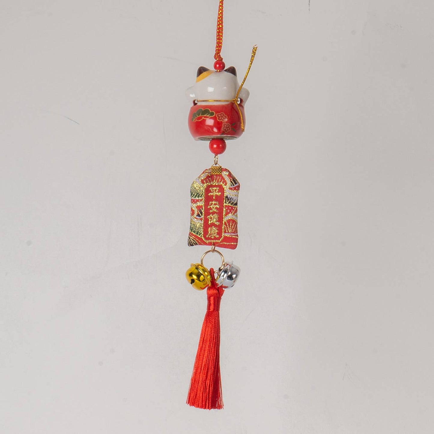 13 Inch Length Maneki Neo Lucky Cat Hanging Charm (12/120)