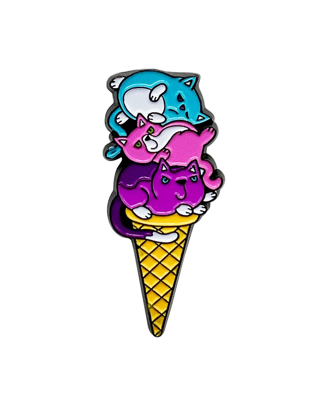 Ice Cream Cats Enamel Pin with Metal Frame