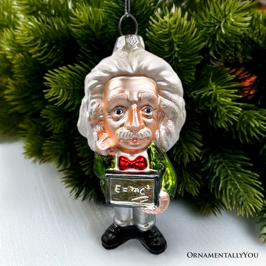 Albert Einstein Handcrafted Glass Ornament