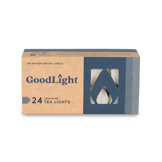 GoodLight Natural Candles - Unscented Tea Light Candles | 24-Count Box
