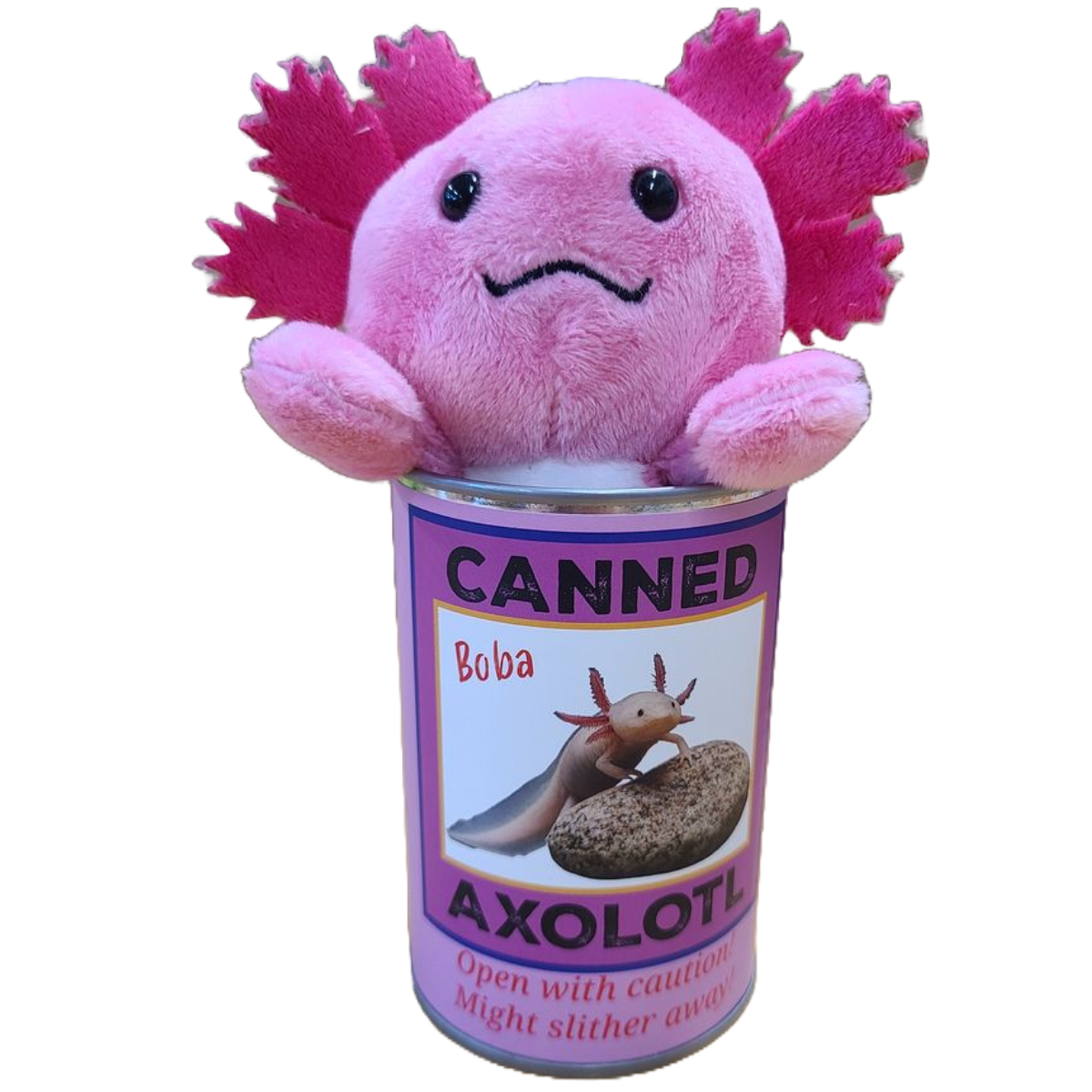 Canned Axolotl | Stuffed Animal Plush w/Jokes | Unique Gift