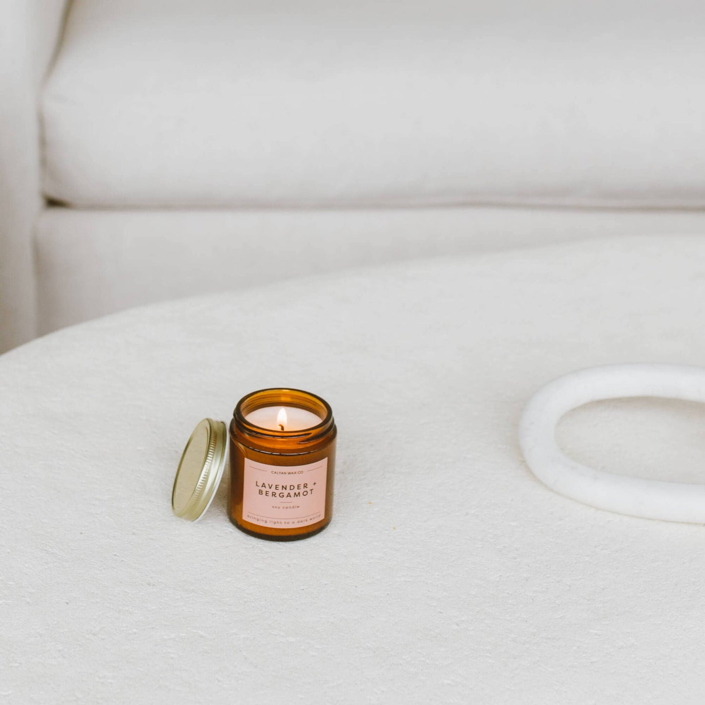 Lavender + Bergamot - Mini Amber Jar Soy Candle