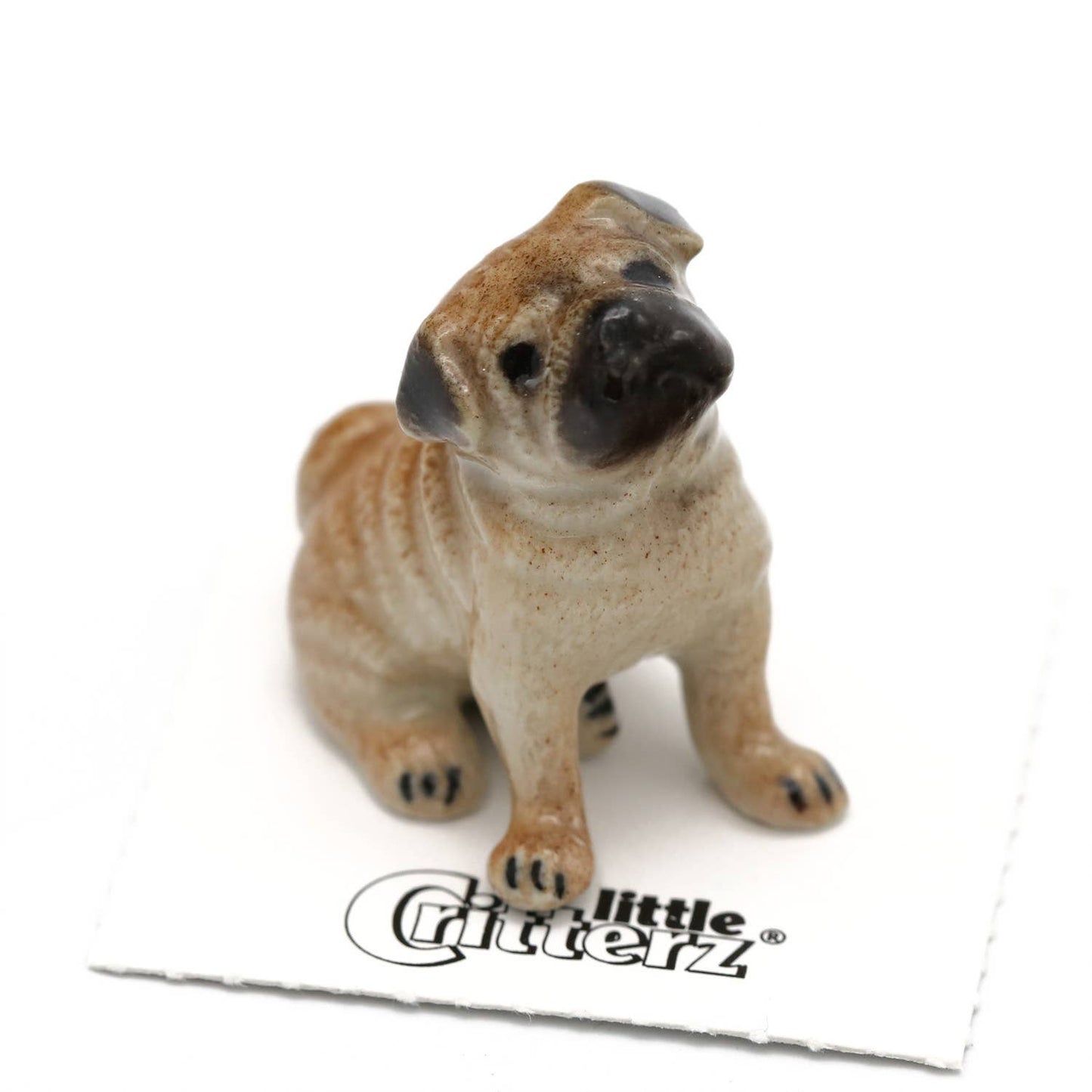 Button Pug Porcelain Miniature