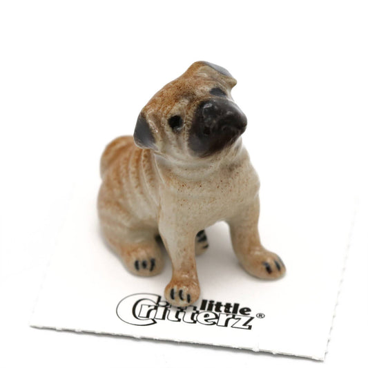 Button Pug Porcelain Miniature