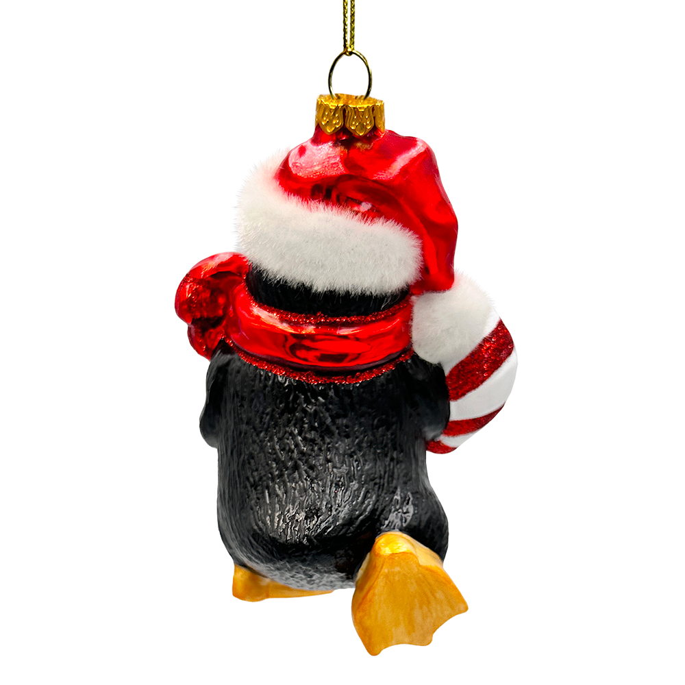 Penguin with Candy Glass Christmas Ornament, Arctic Bird