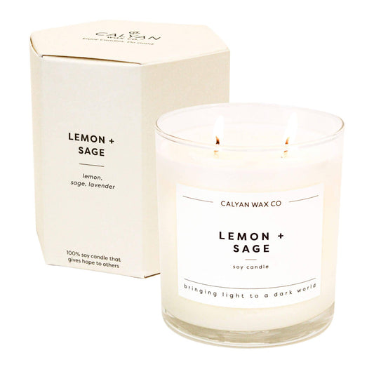 Lemon + Sage - Glass Tumbler Soy Candle