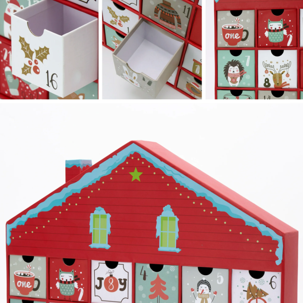 Christmas Advent Calendar House, 24 Drawer Countdown