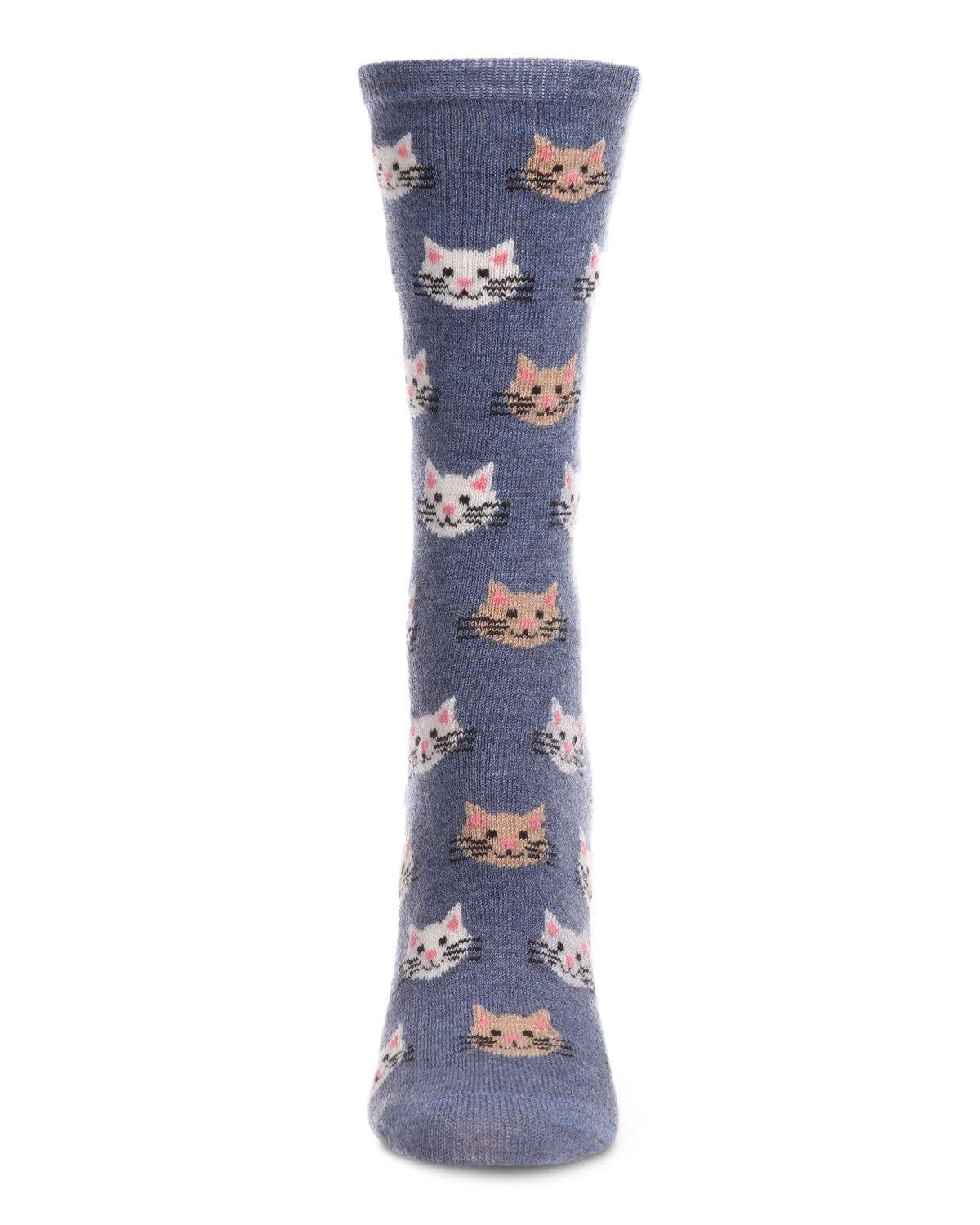 Cat Face Cashmere Crew Sock
