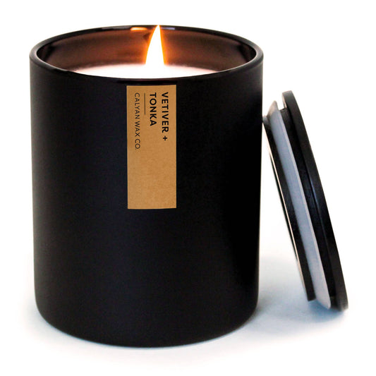 Calyan Wax Co. - Vetiver + Tonka - Matte Black Tumbler Soy Candle
