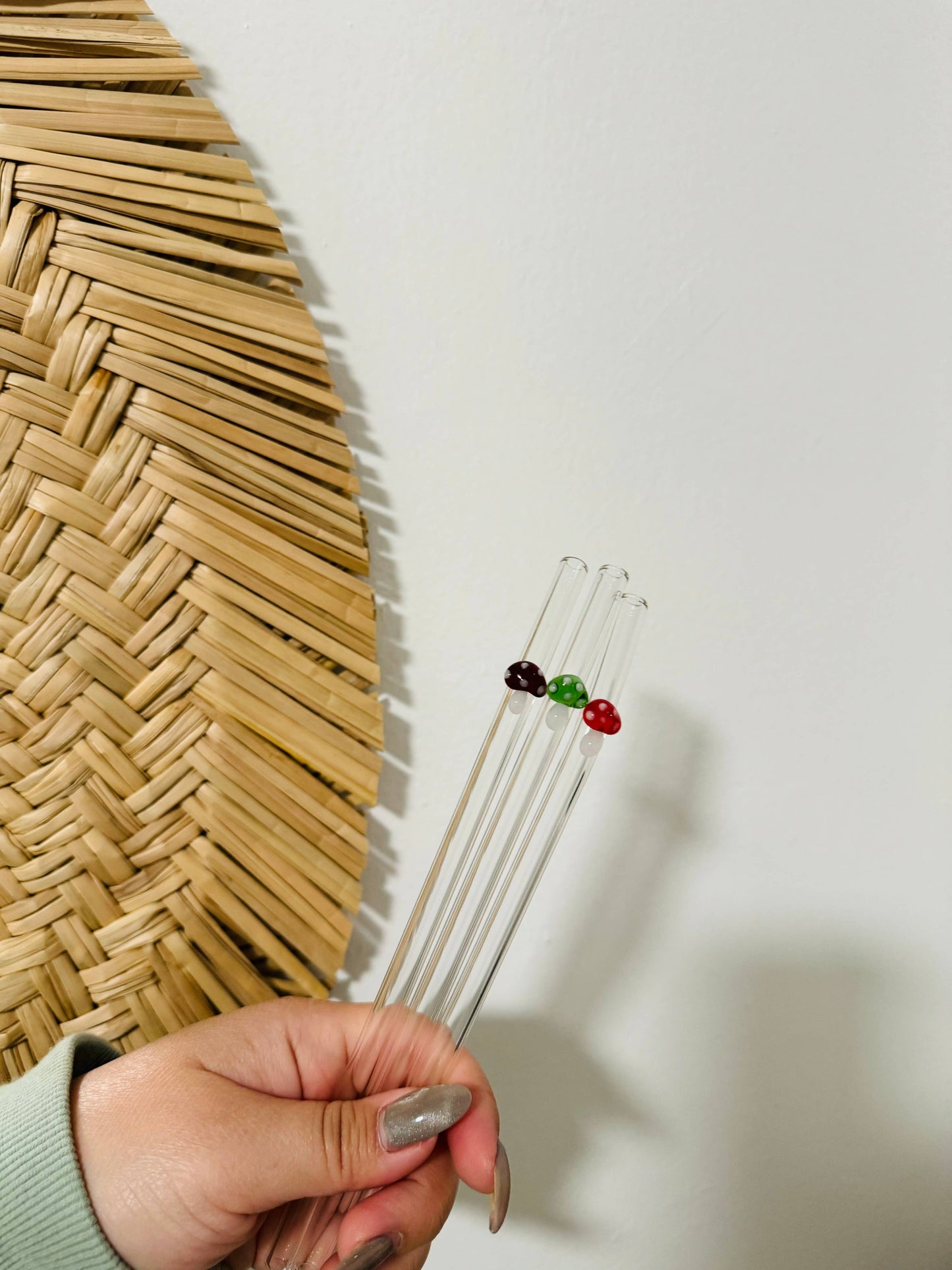 KuriArt Designs - Mushroom Glass Straws | Reusable Glass Straws