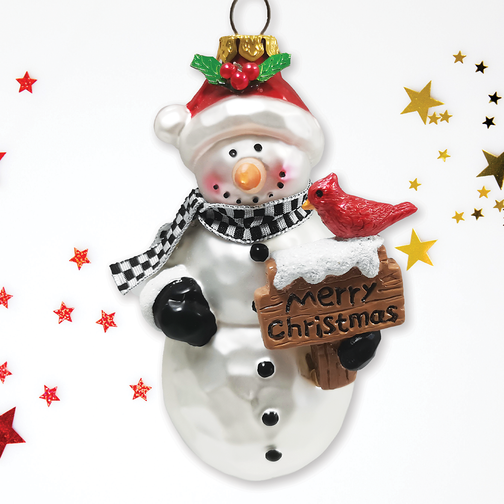 Frosty Neighborhood Snowman Glass Christmas Ornament