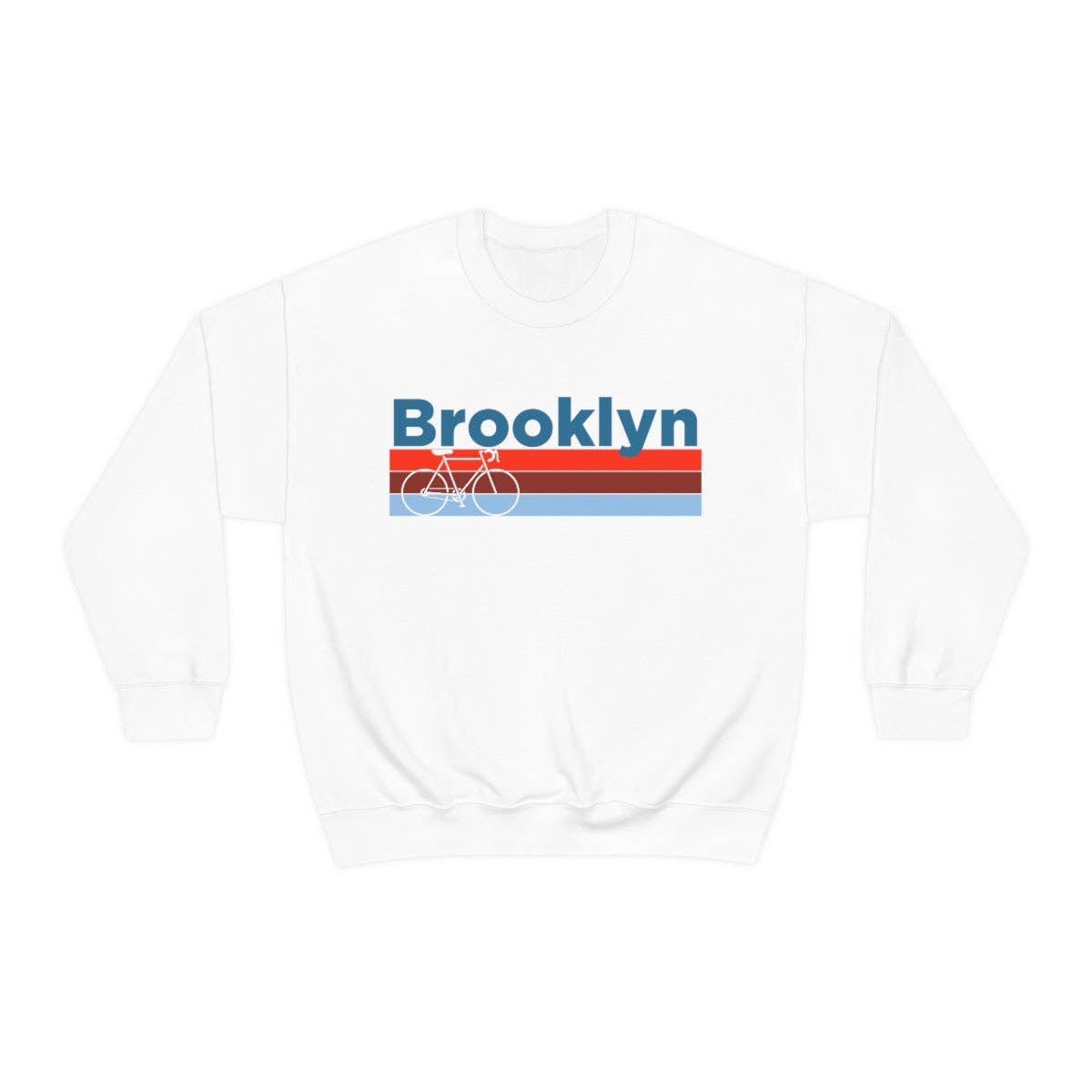 Hey Mountains - Brooklyn, New York Sweatshirt Retro Bike - Unisex Adult Crew