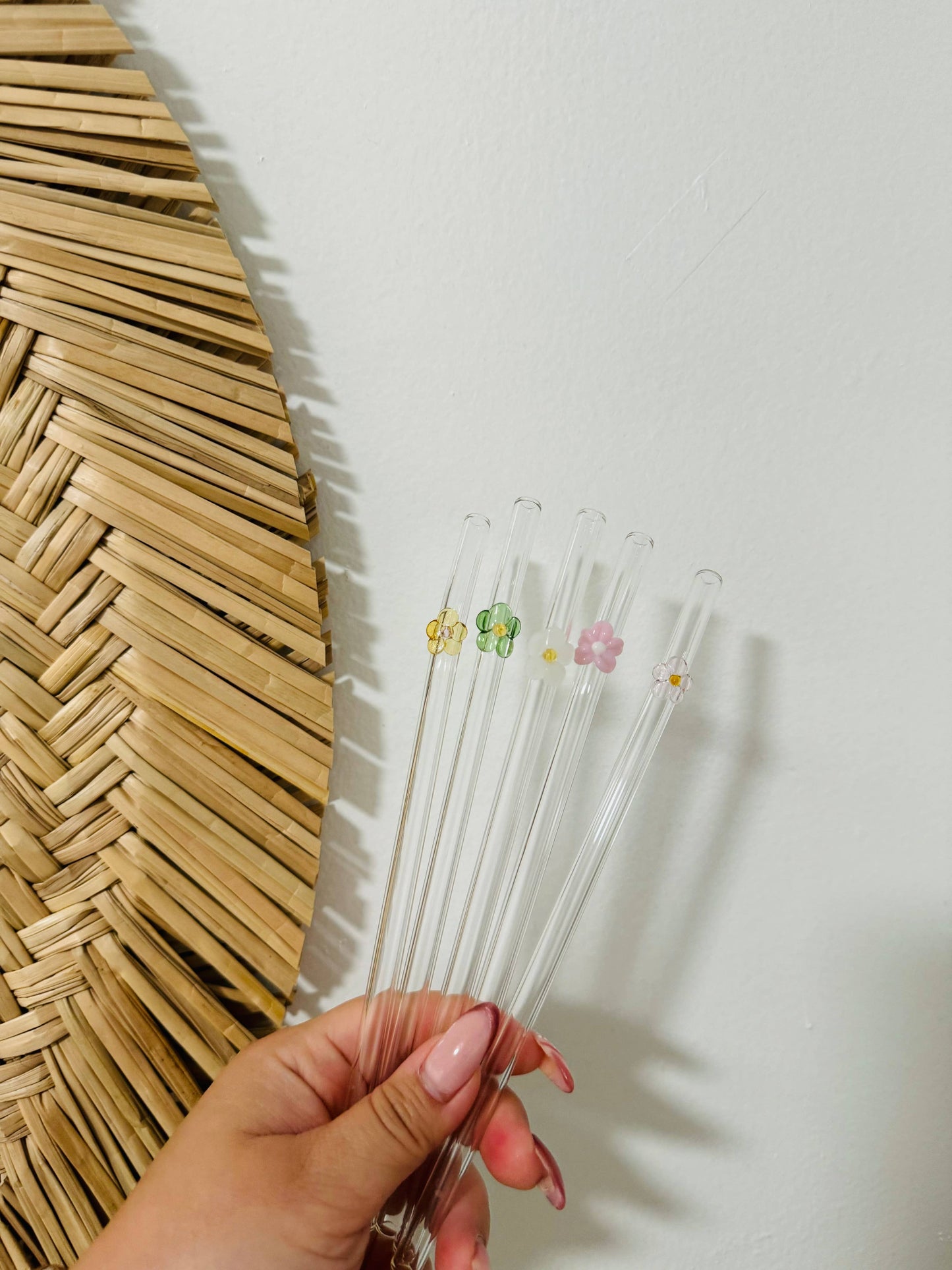 KuriArt Designs - Flower Glass Straws | Reusable Glass Straws