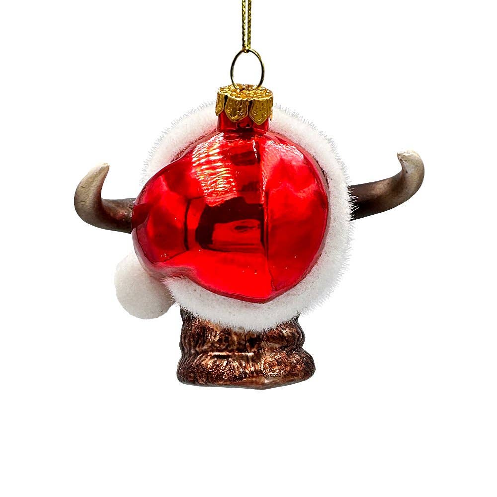 Festive Bison Glass Christmas Ornament, Buffalo Western