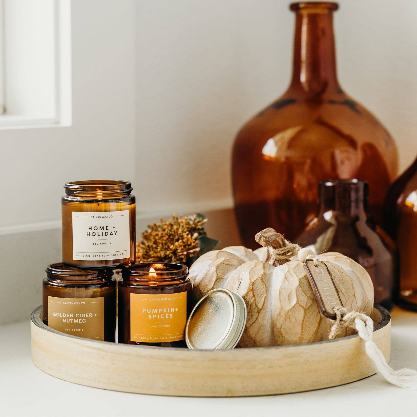 Pumpkin + Spices - Mini Amber Jar Soy Candle