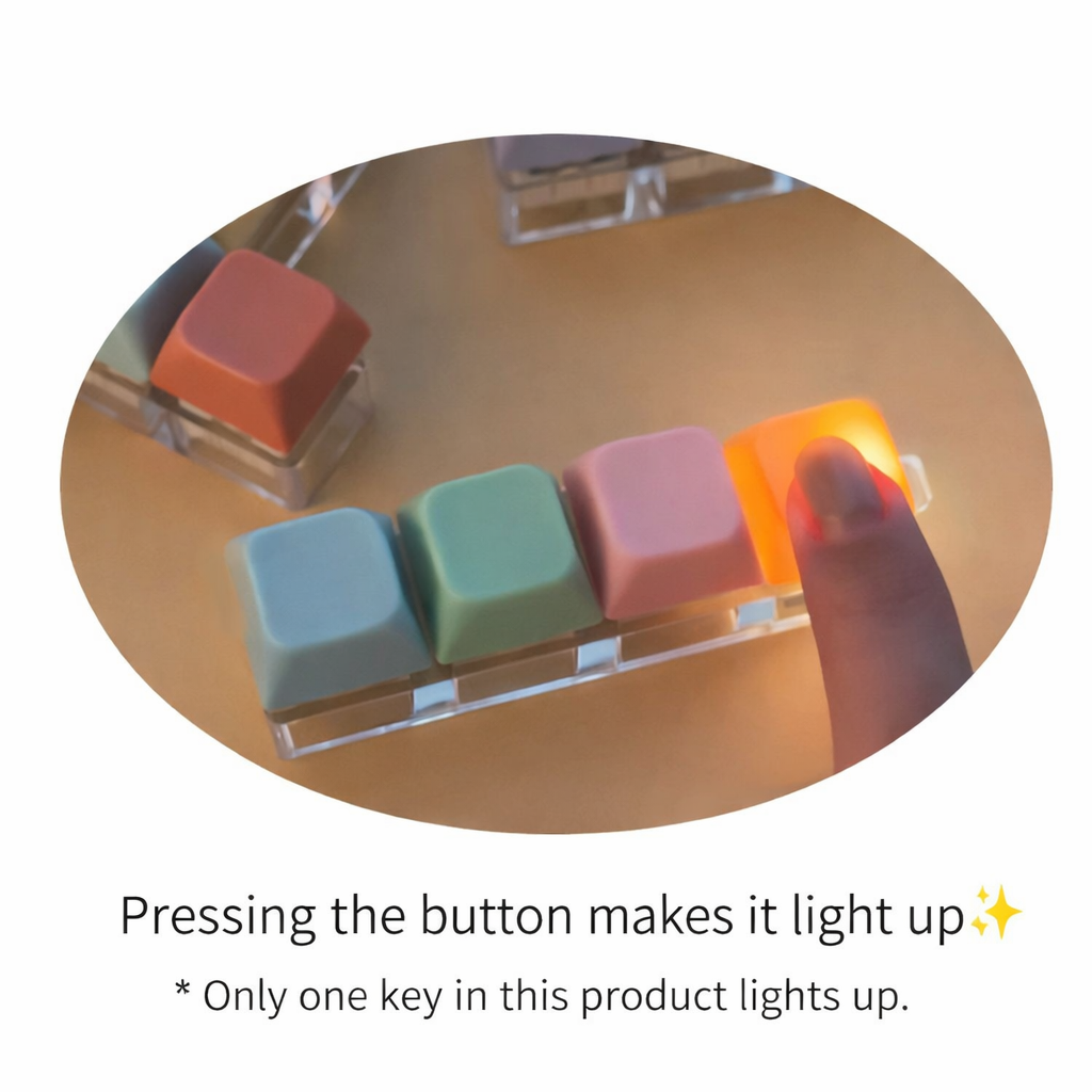Pastel Tetris LED Clicker Keychain with light