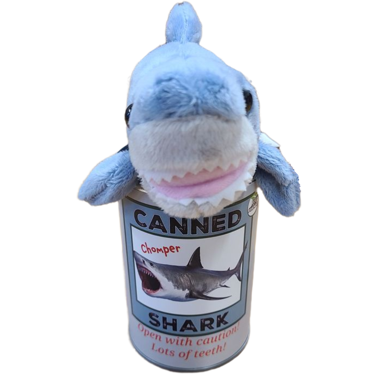 Canned Shark | Stuffed Animal Plush w/Jokes | Unique Gift