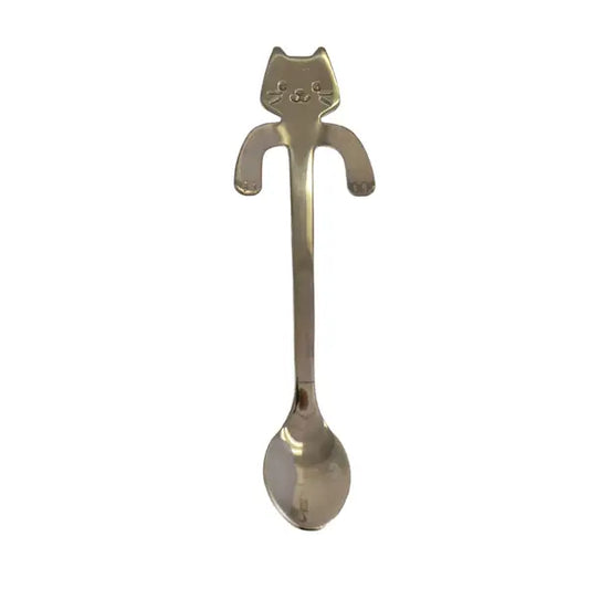 Urban Tokyo - Cat Hanging 4.5"L Tea Spoon Silver