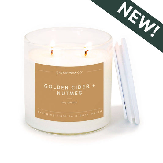 Golden Cider + Nutmeg - Clear Glass Tumbler Soy Candle