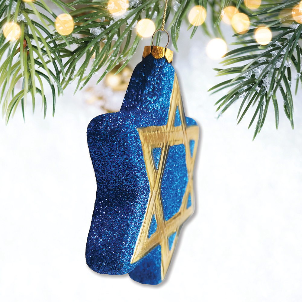 Star of David Glass Christmas Ornament, Jewish Holiday Gift