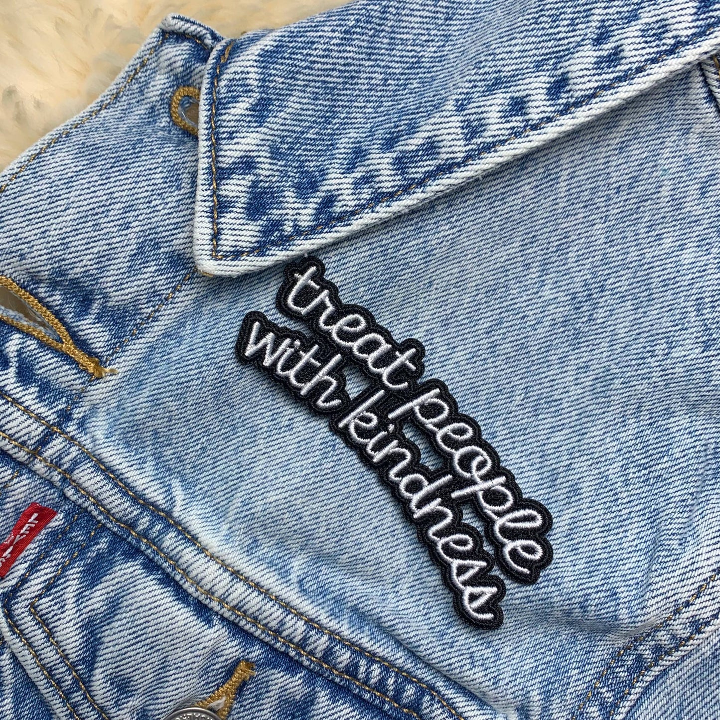 Wildflower + Co. - "Treat People with Kindness" B&W Quote Patch
