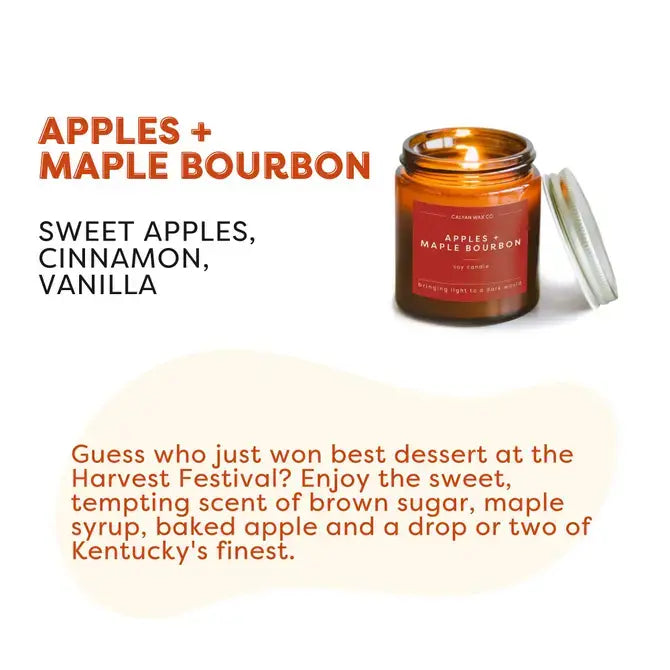 Apples + Maple Bourbon - Mini Amber Jar Soy Candle