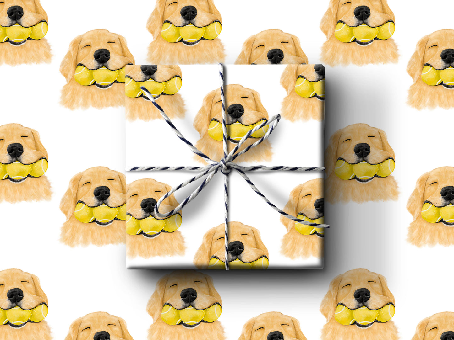 Dog With Tennis Balls Wrapping Paper