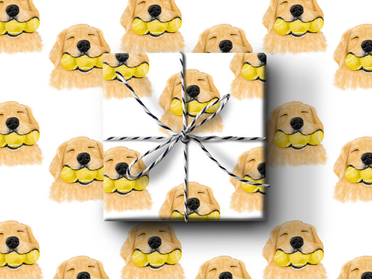 Dog With Tennis Balls Wrapping Paper