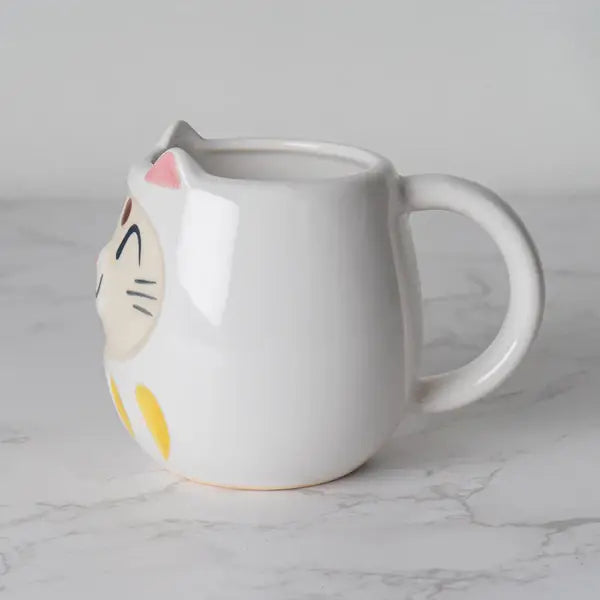 Japanese Daruma Cat Yunomi Style Tea Mug Reactive Glaze 10 f