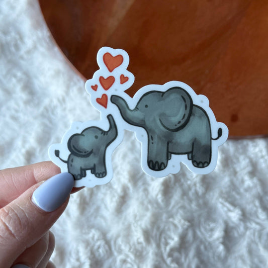 Cute Elephant Mom & Baby Sticker