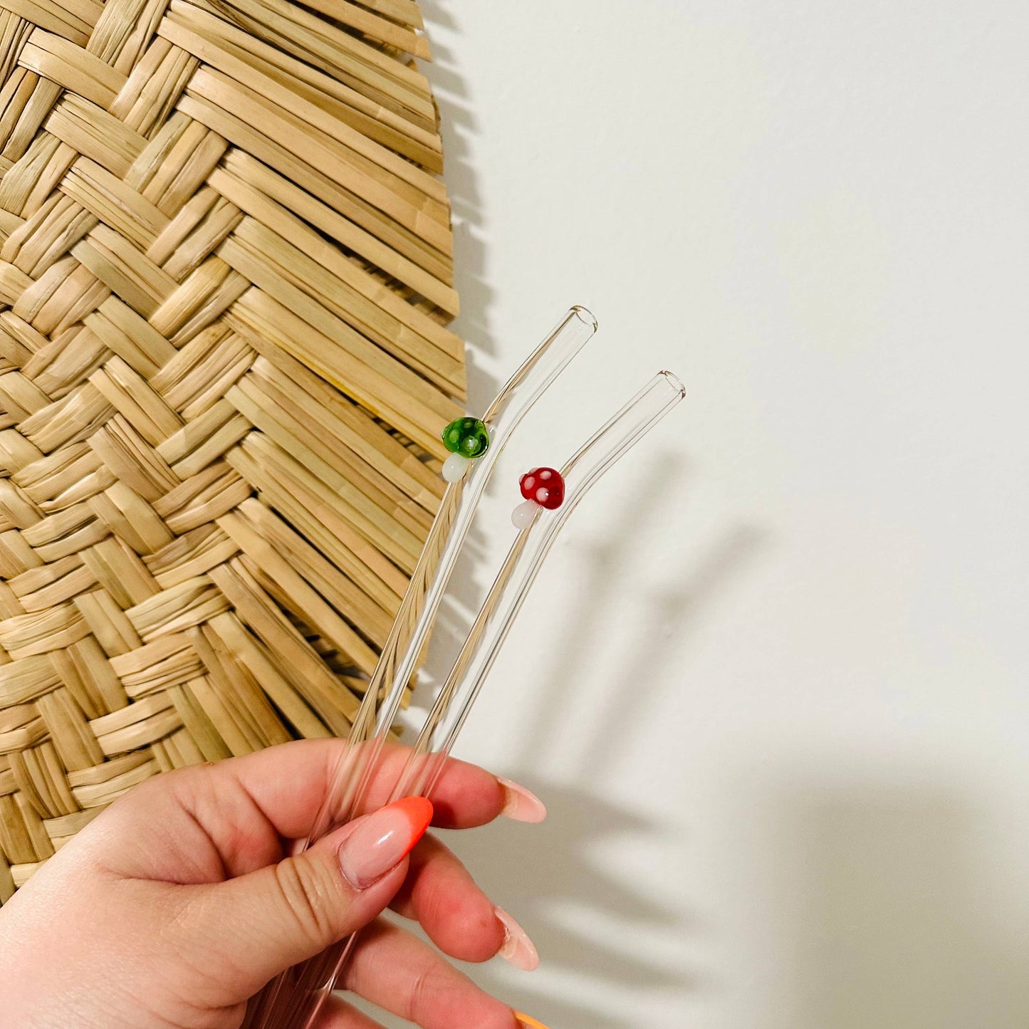 KuriArt Designs - Mushroom Glass Straws | Reusable Glass Straws