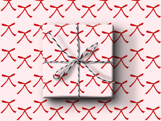 Red Christmas Bow Wrapping Paper