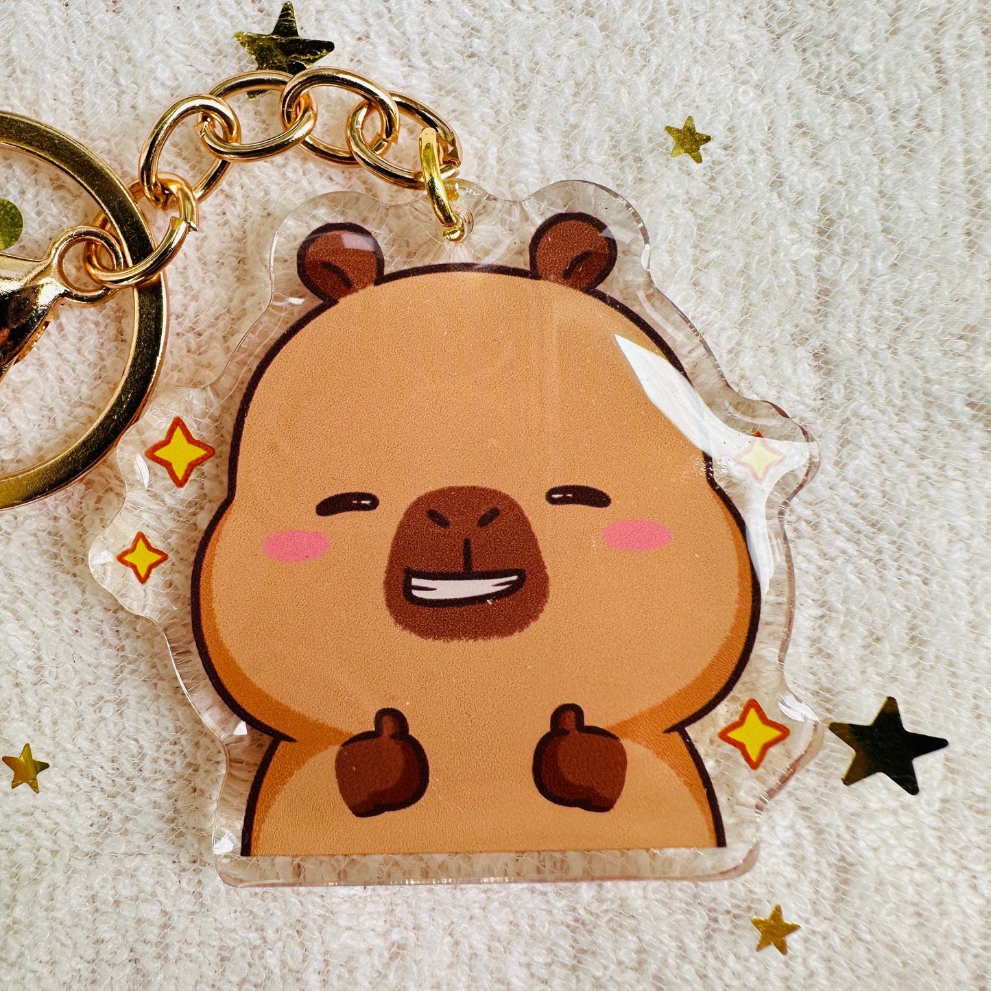 CapyFun - Capybara Acrylic Keychain Cute Kawaii Dumpling Boba Tea Coffee Ice Cream Reading Orange Ramen Foodie Hot Pot Holiday Gift For Her