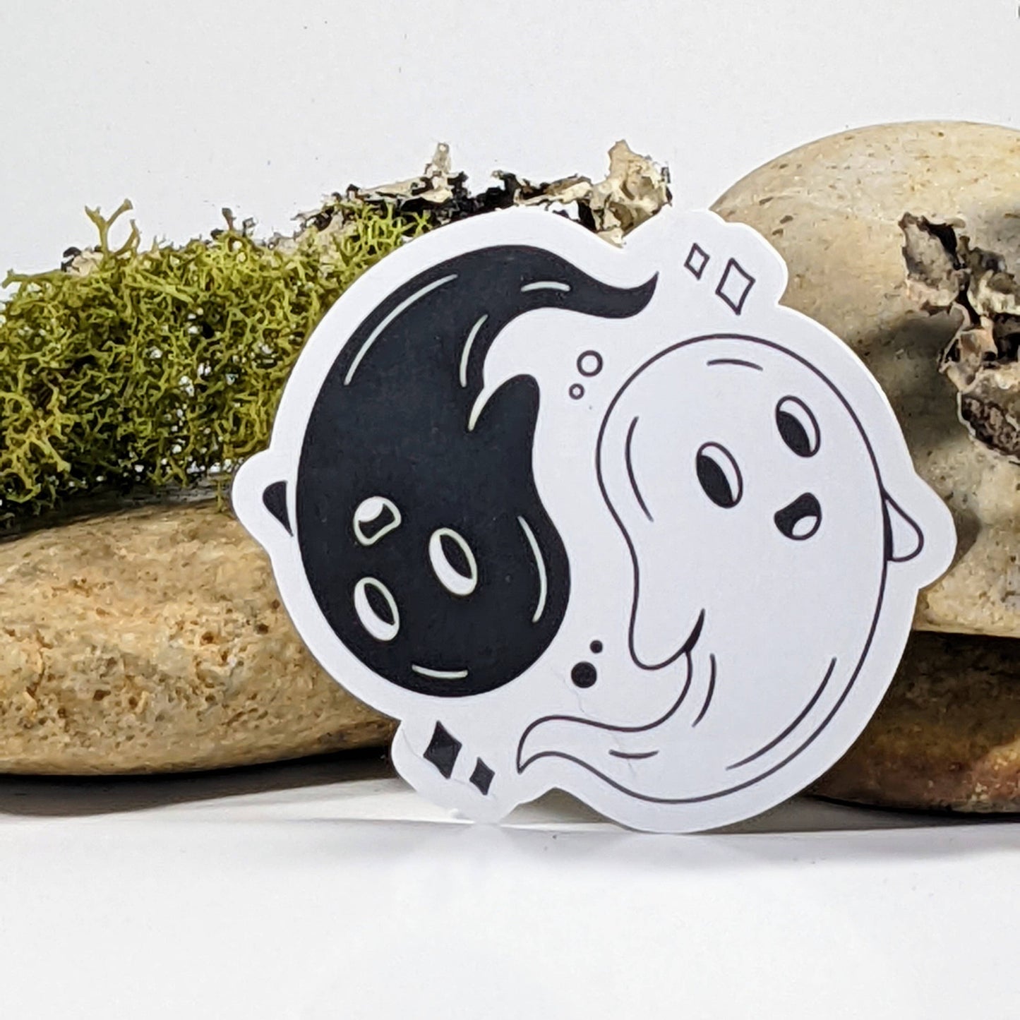 Kawaii Ghost Yin Yang Balance Sticker - 2.5"