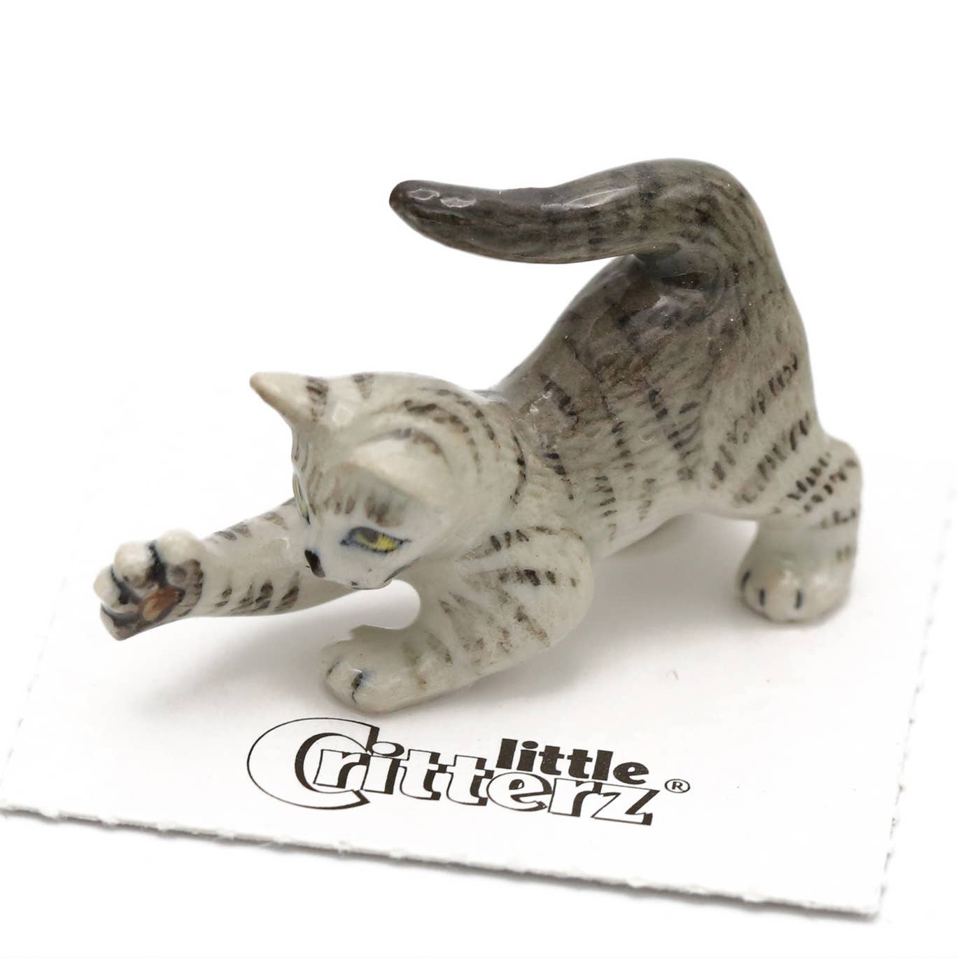 Little Critterz - Lily Grey Tiger Kitten Porcelain Miniature